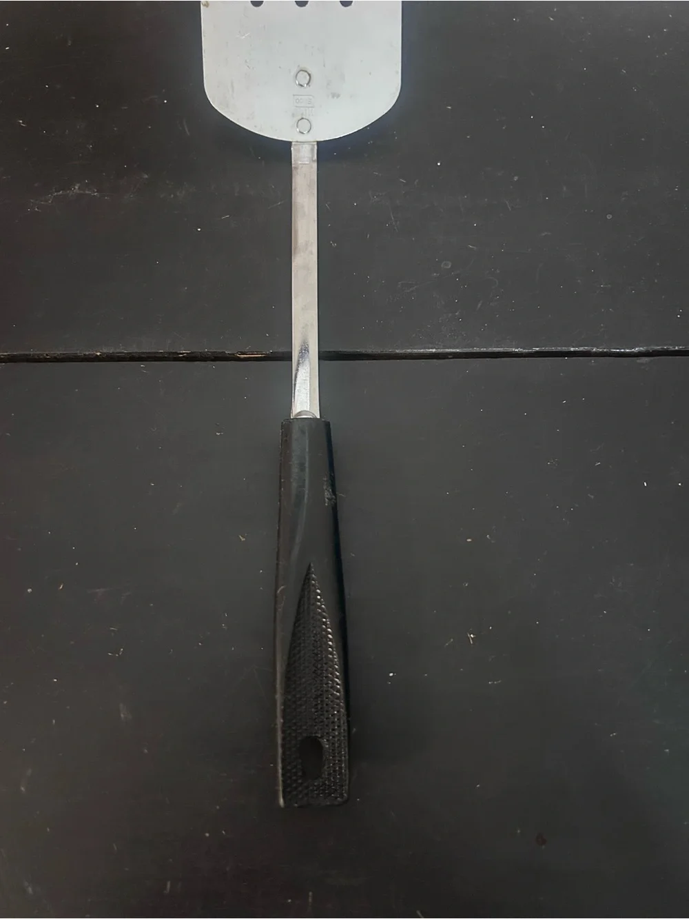 Vintage EKCO Slotted Turner Spatula Chromium Plated USA Black Handle 13 Inch IUC